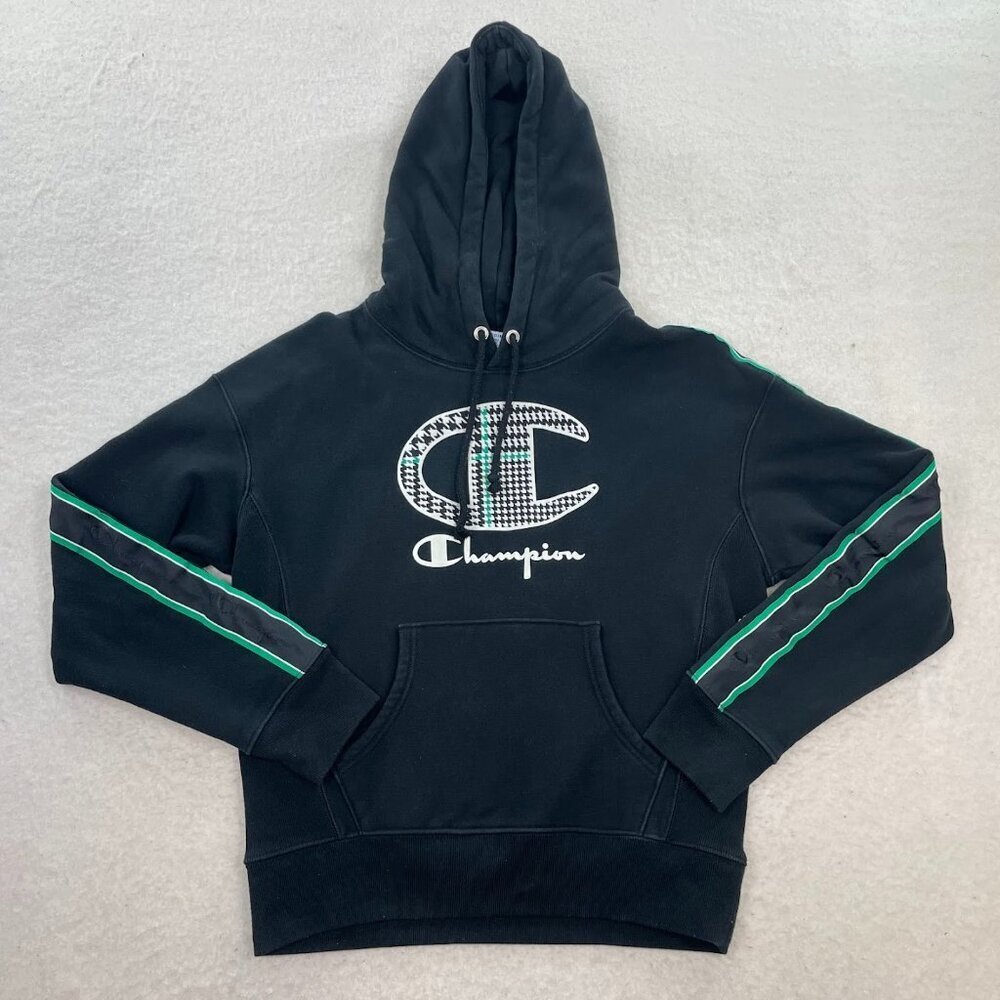 Champion Reverse Weave Hoodie Big C Logo Patch Shuttle Tape Sweatshirt Size M